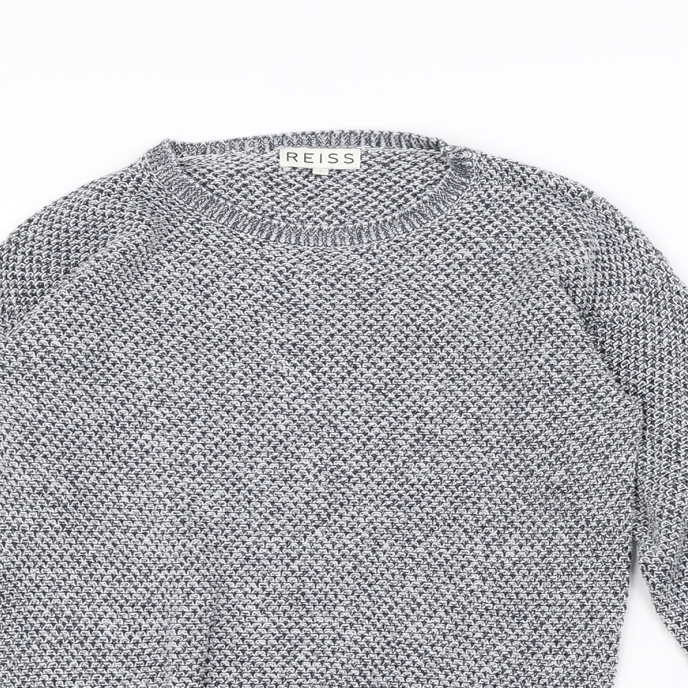 Reiss Womens Grey Herringbone  Pullover Jumper Size L