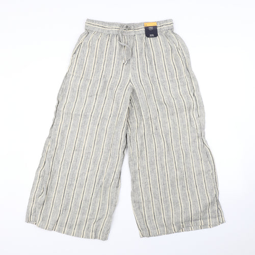 m&S Womens Beige Striped  Trousers  Size 10 L25 in