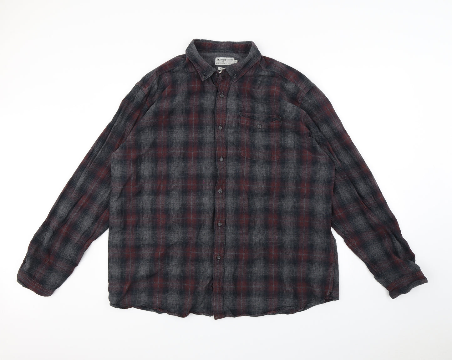 TU Mens Black Plaid   Dress Shirt Size 2XL