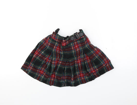 Front view of Next girls’ multicoloured check flare skirt, size 8, years
