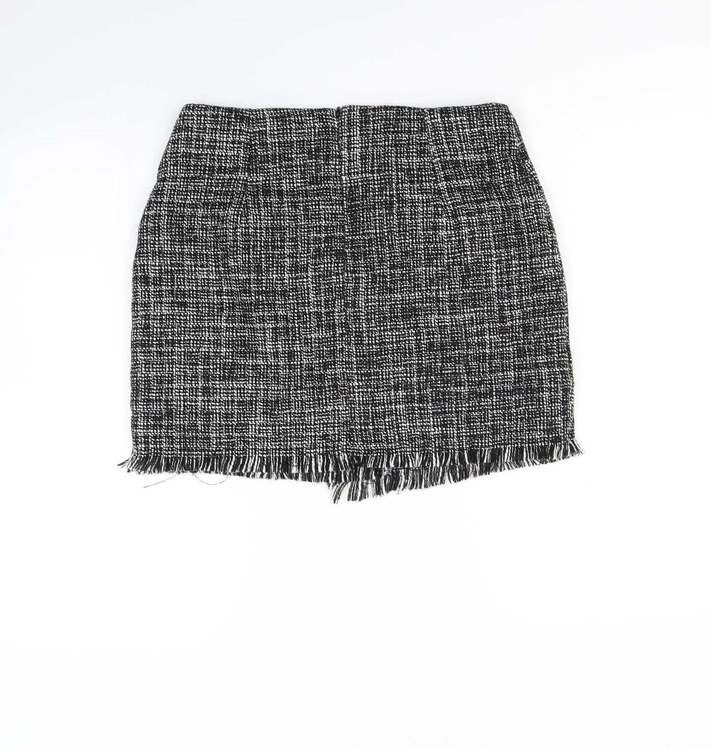 Primark Womens Black Herringbone Rayon Mini Skirt Size 12