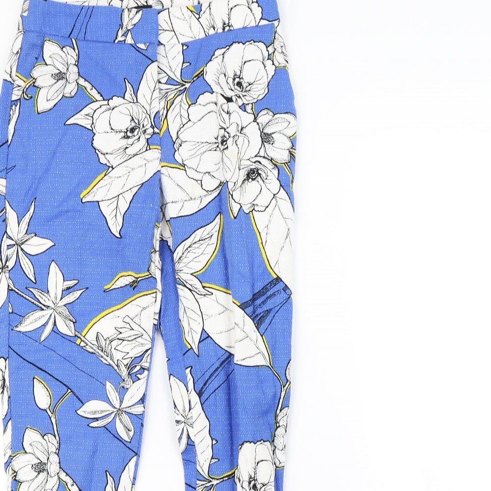 Warehouse Womens Blue Floral  Trousers  Size 8 L28 in