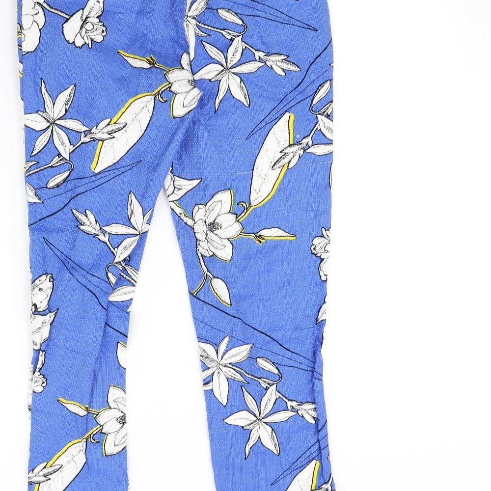 Warehouse Womens Blue Floral  Trousers  Size 8 L28 in