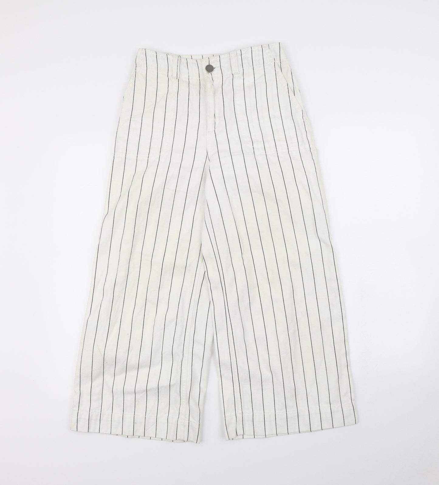Topshop Womens Ivory Striped  Straight Jeans Size 8 L27 in