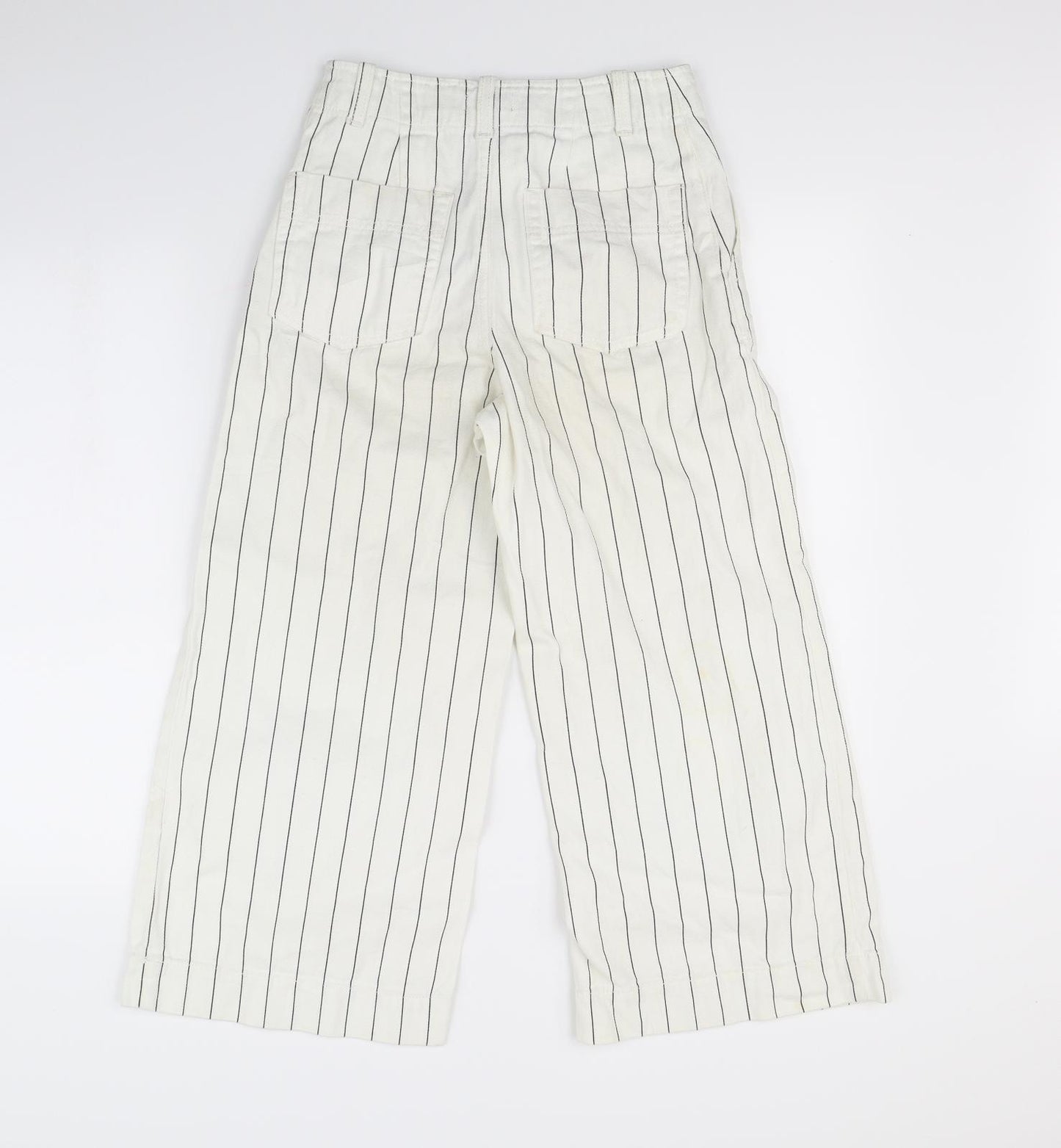 Topshop Womens Ivory Striped  Straight Jeans Size 8 L27 in