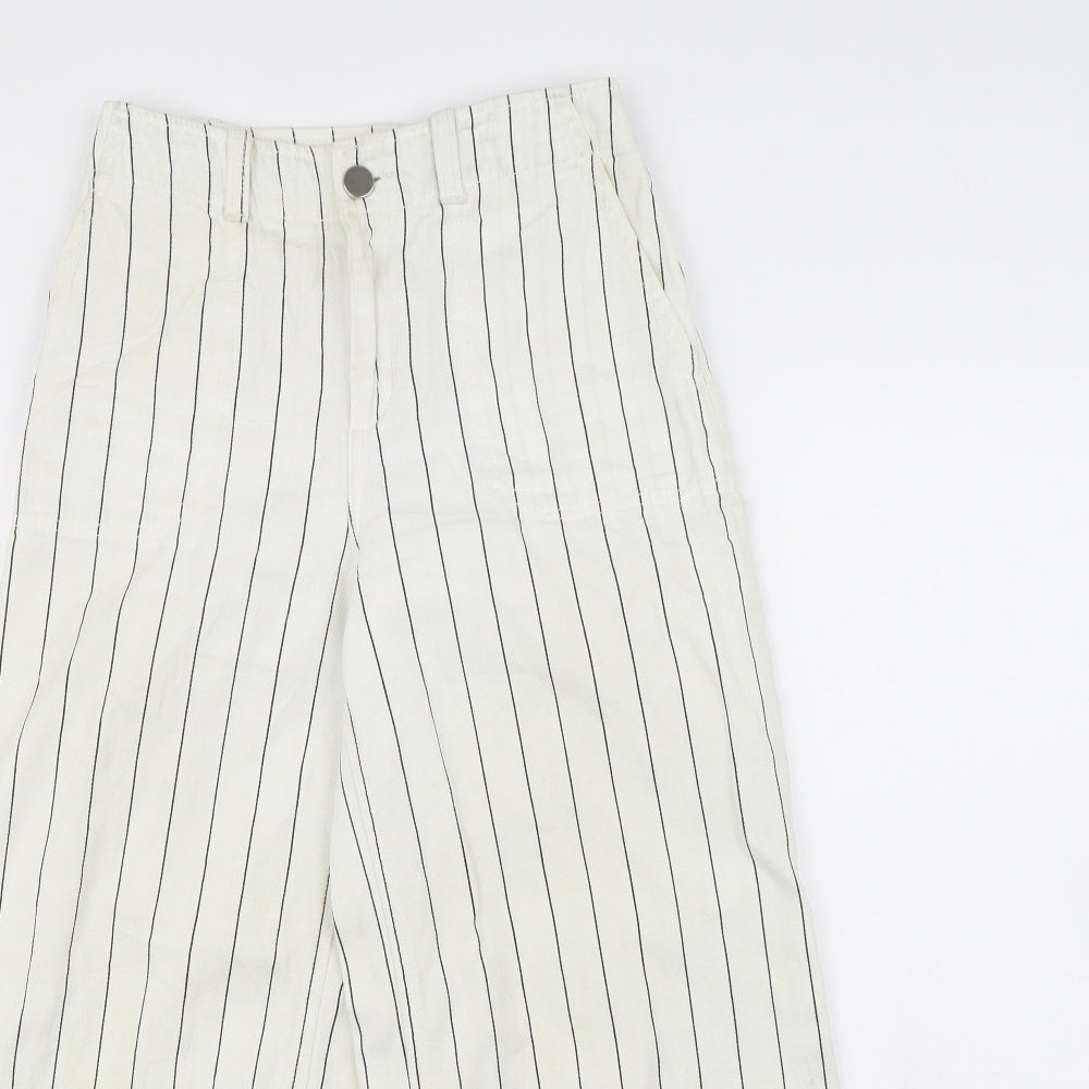 Topshop Womens Ivory Striped  Straight Jeans Size 8 L27 in