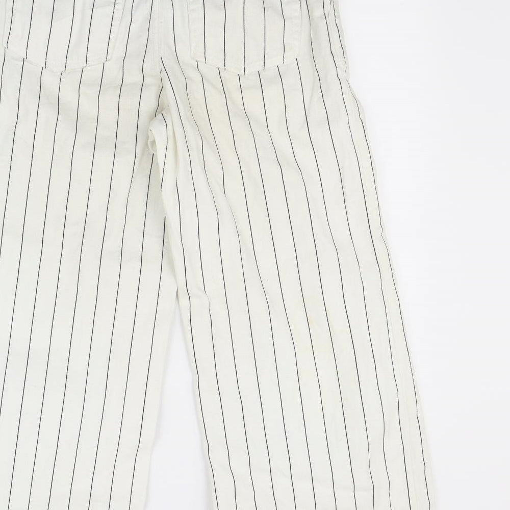 Topshop Womens Ivory Striped  Straight Jeans Size 8 L27 in