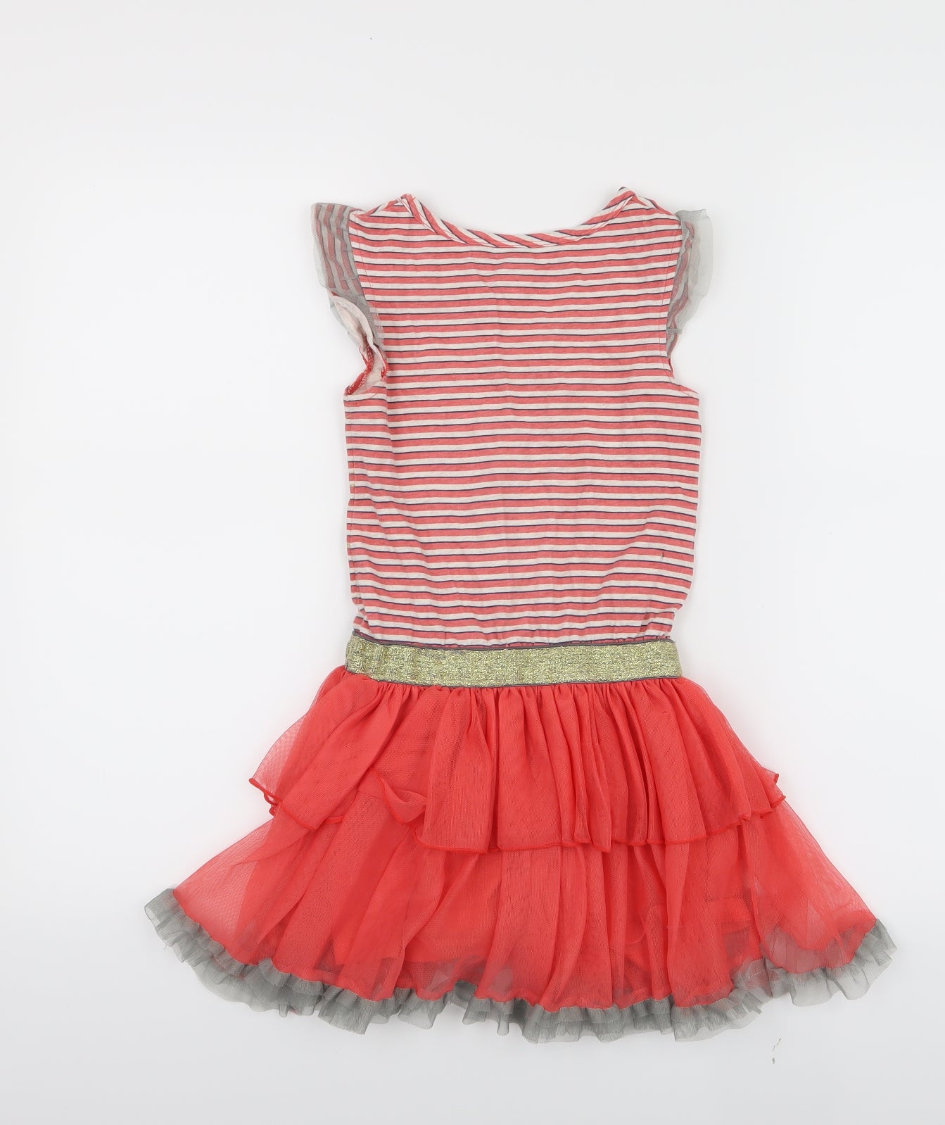 Disney Girls Pink Striped  Fit & Flare  Size 5-6 Years