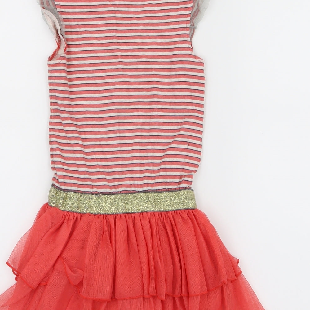 Disney Girls Pink Striped  Fit & Flare  Size 5-6 Years