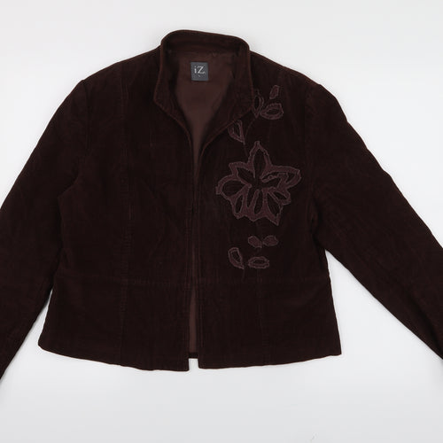 iz Womens Brown Floral  Jacket  Size L