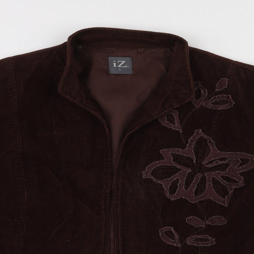 iz Womens Brown Floral  Jacket  Size L