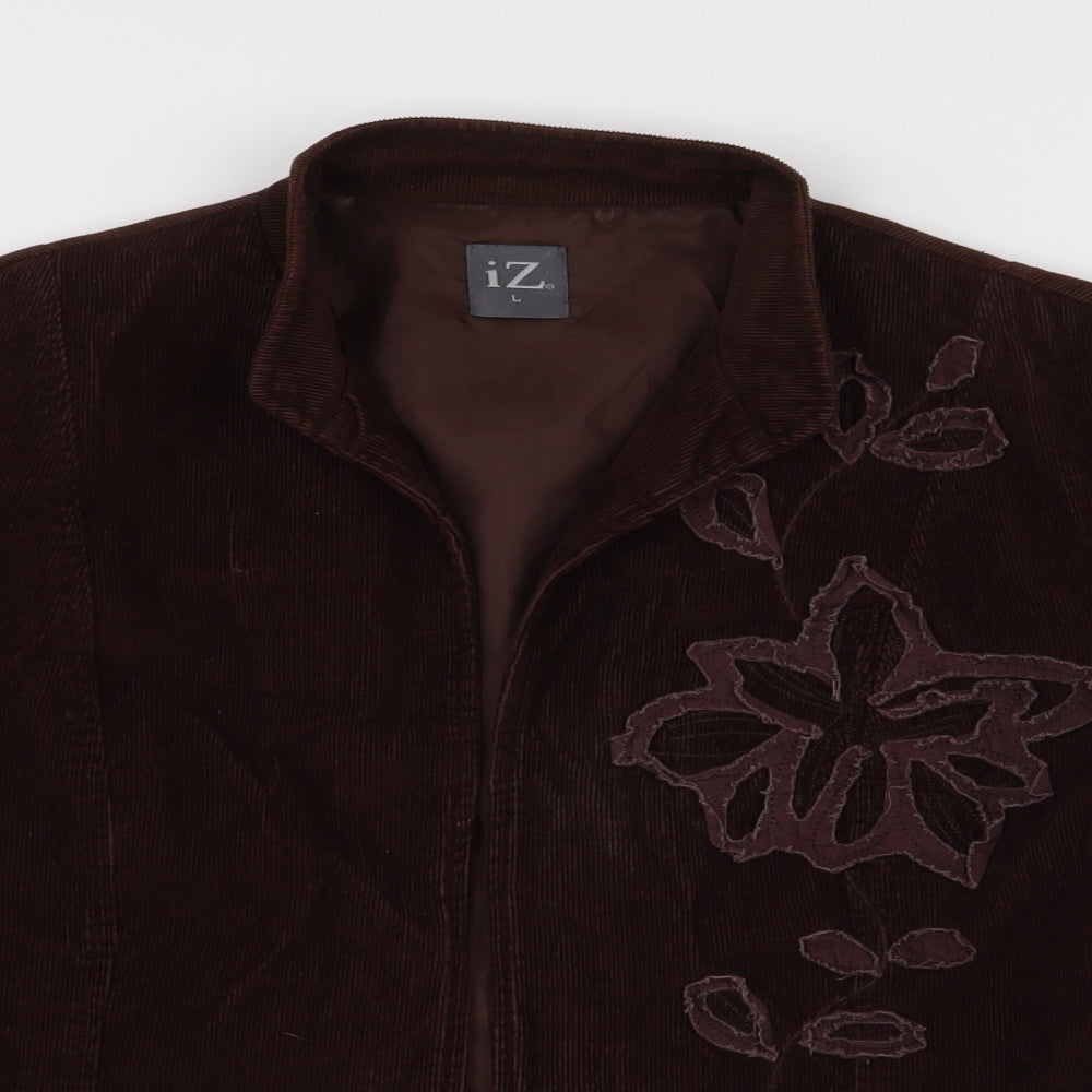 iz Womens Brown Floral  Jacket  Size L