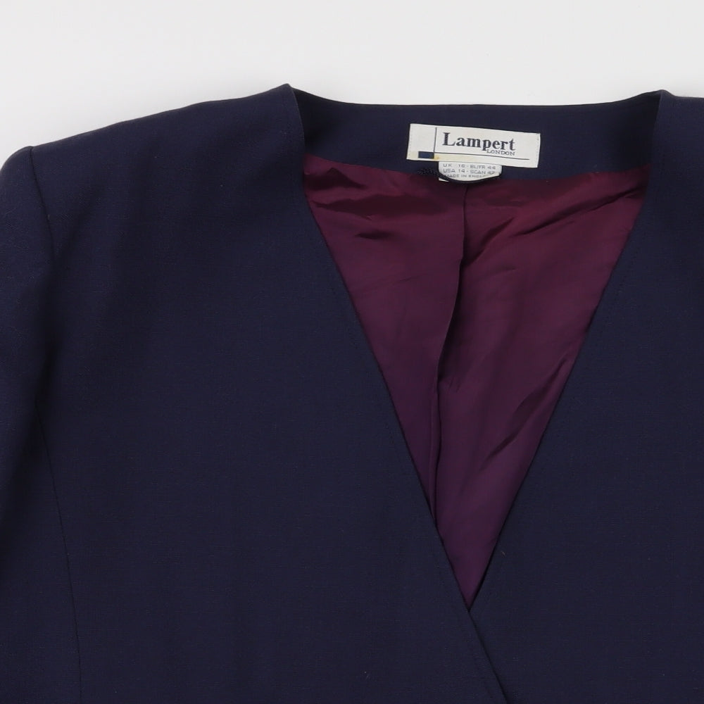 LAMPERT Womens Blue   Jacket Suit Jacket Size 16