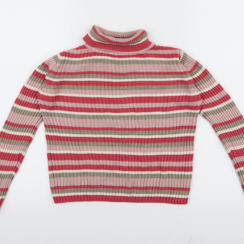 TU Girls Pink Striped  Pullover Jumper Size 8 Years