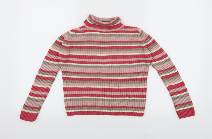 TU Girls Pink Striped  Pullover Jumper Size 8 Years