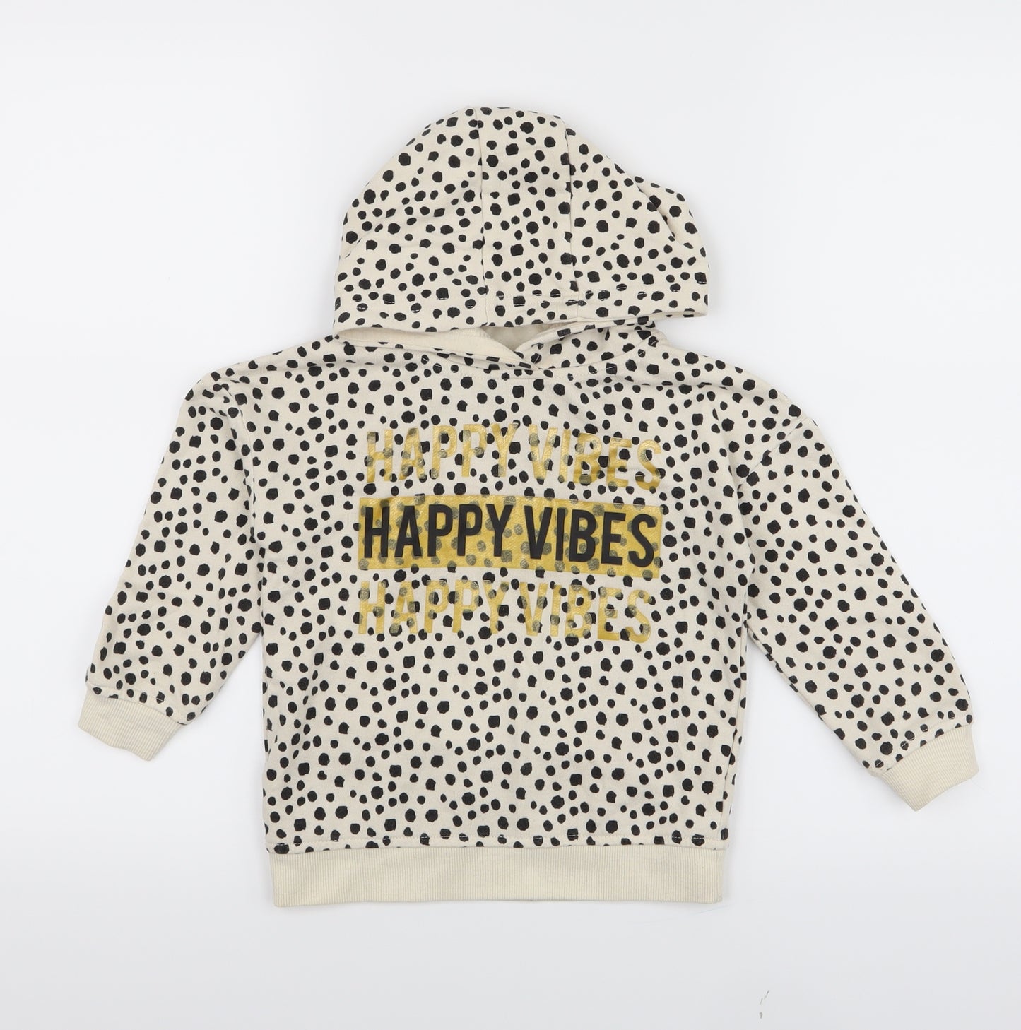 Primark Girls Beige Animal Print  Pullover Hoodie Size 3-4 Years