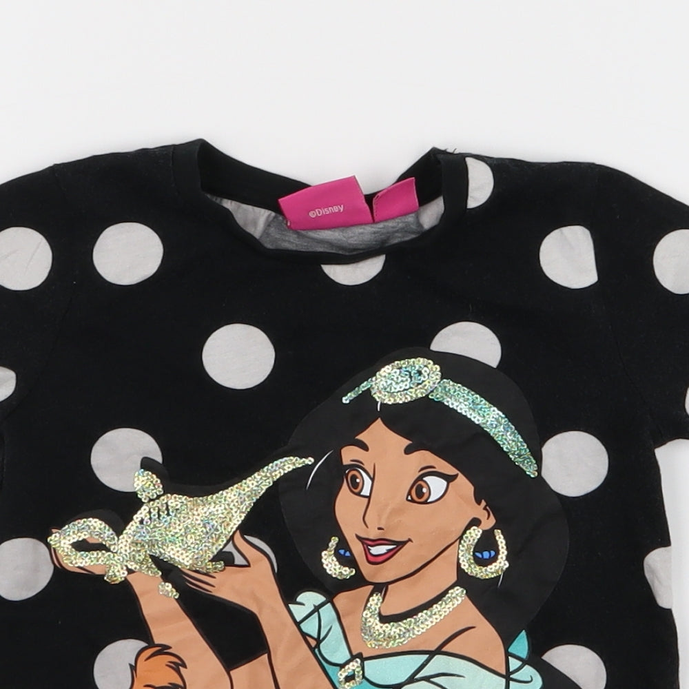 Disney Girls Black Spotted  Basic Casual Size 4-5 Years
