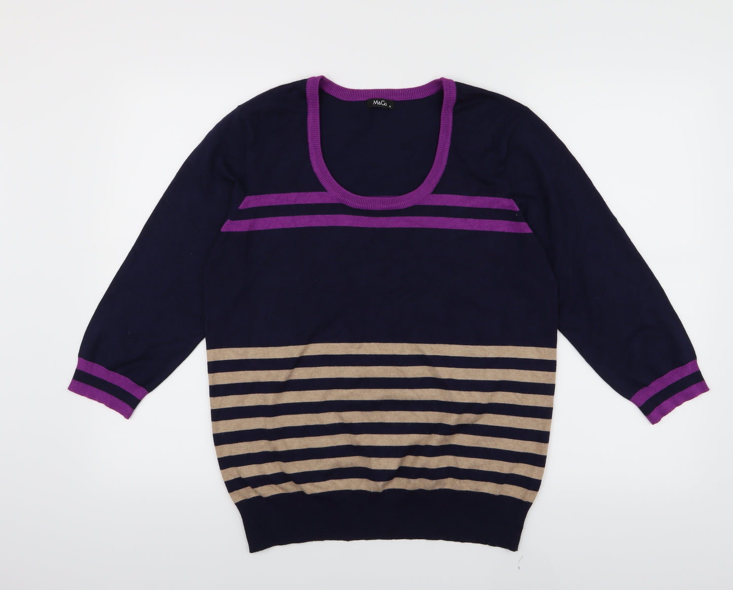 M&Co Womens Beige Striped  Pullover Jumper Size XL