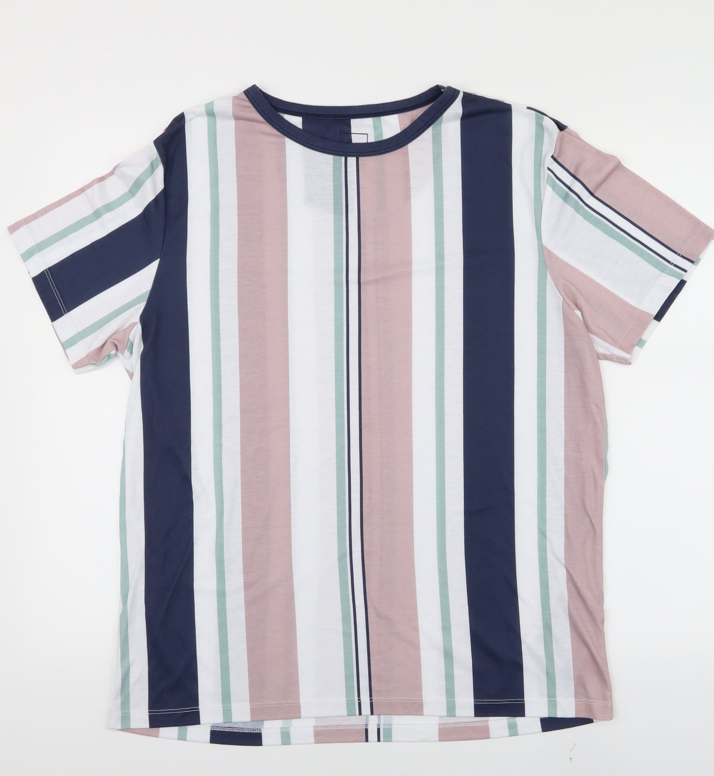 River Island Mens Pink Striped   T-Shirt Size XL