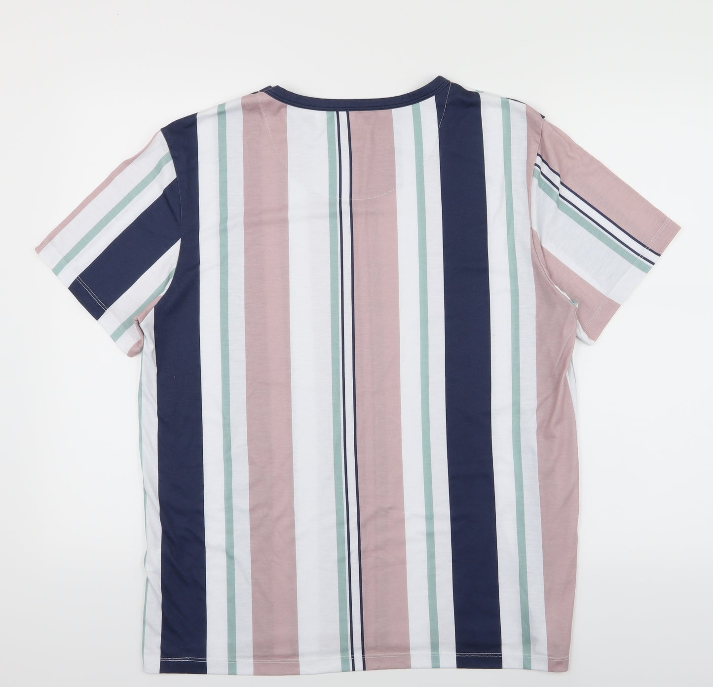 River Island Mens Pink Striped   T-Shirt Size XL