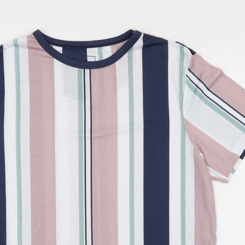 River Island Mens Pink Striped   T-Shirt Size XL