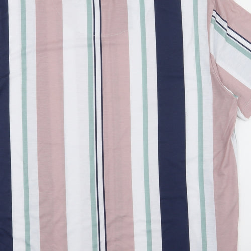 River Island Mens Pink Striped   T-Shirt Size XL