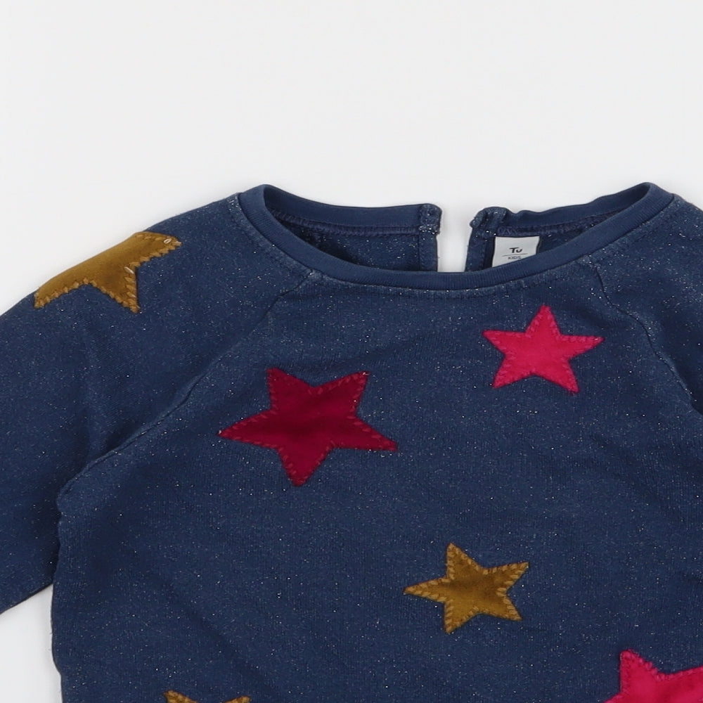 TU Girls Blue   Pullover Jumper Size 3-4 Years  - stars