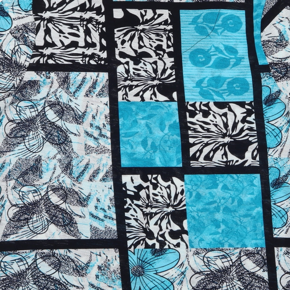 tigi Womens Blue Floral  Basic Blouse Size 14