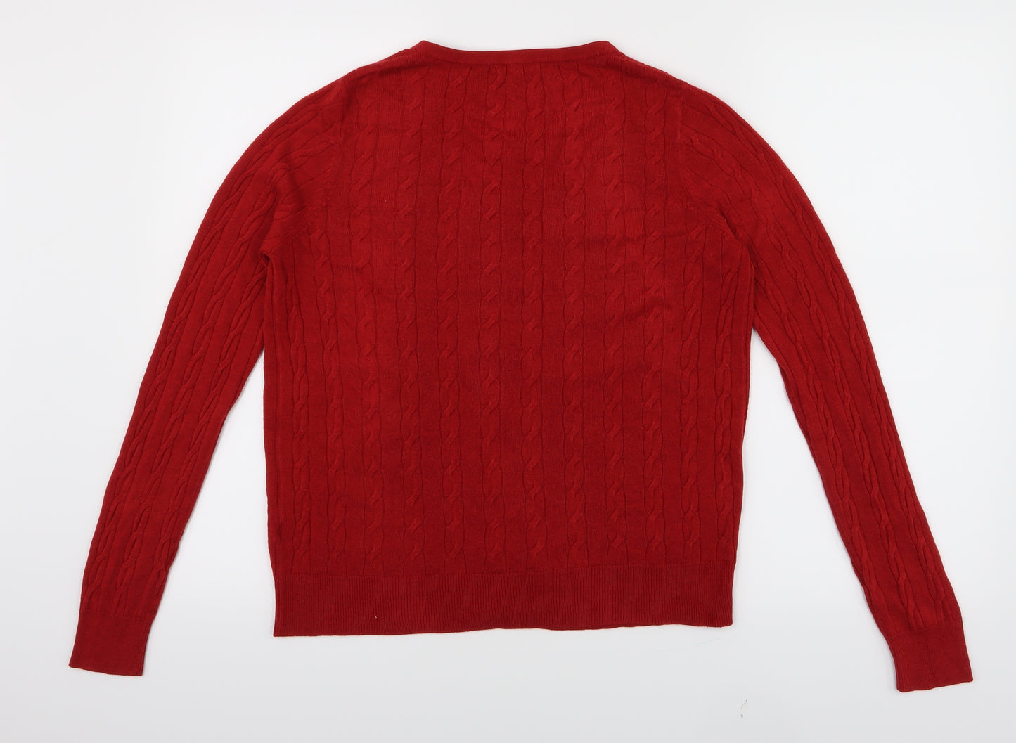 TU Womens Red  Knit Cardigan Jumper Size 14