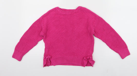 Front view of i love girlswear girls’ pink jumper, size 6, years