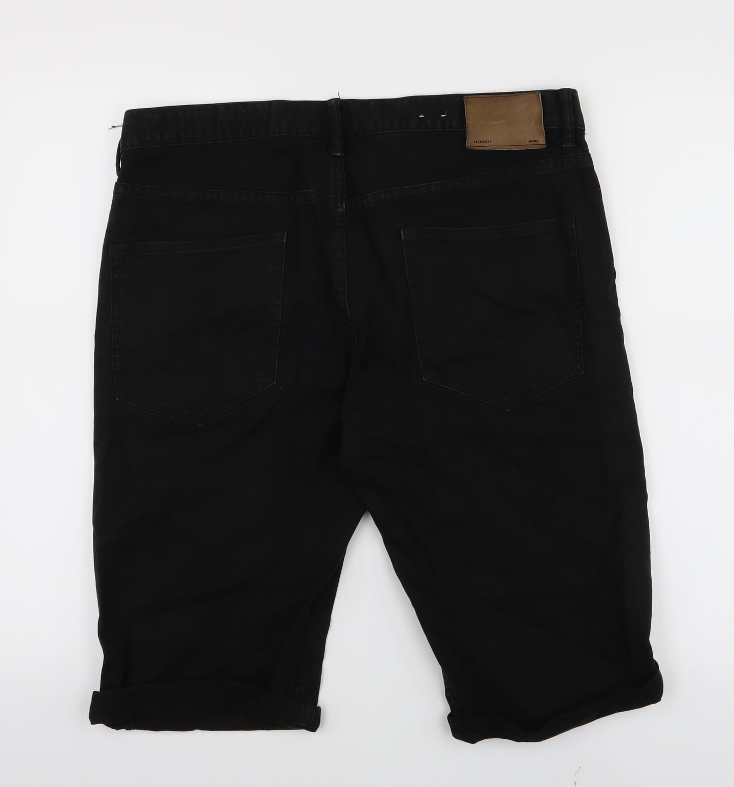 ALL SAINTS Mens Black  Denim Bermuda Shorts Size 34