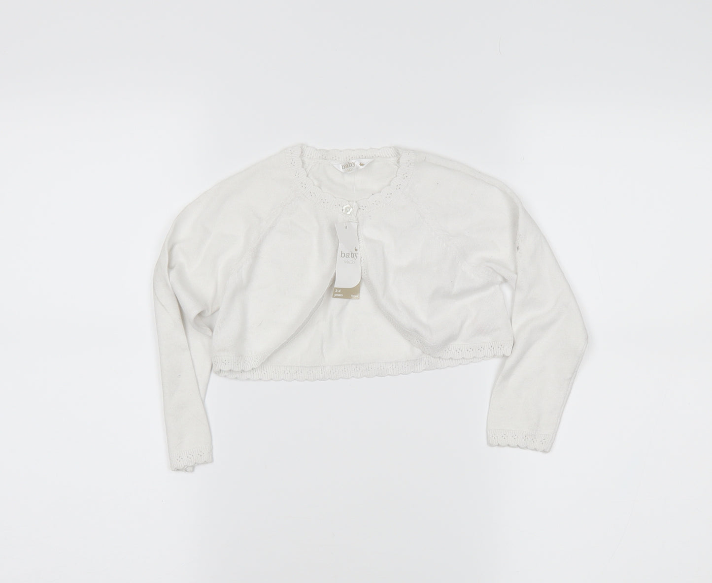 M&Co Girls Ivory   Cardigan Jumper Size 3-4 Years
