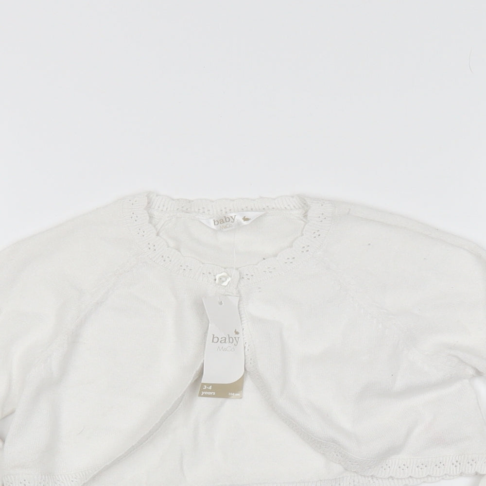 M&Co Girls Ivory   Cardigan Jumper Size 3-4 Years