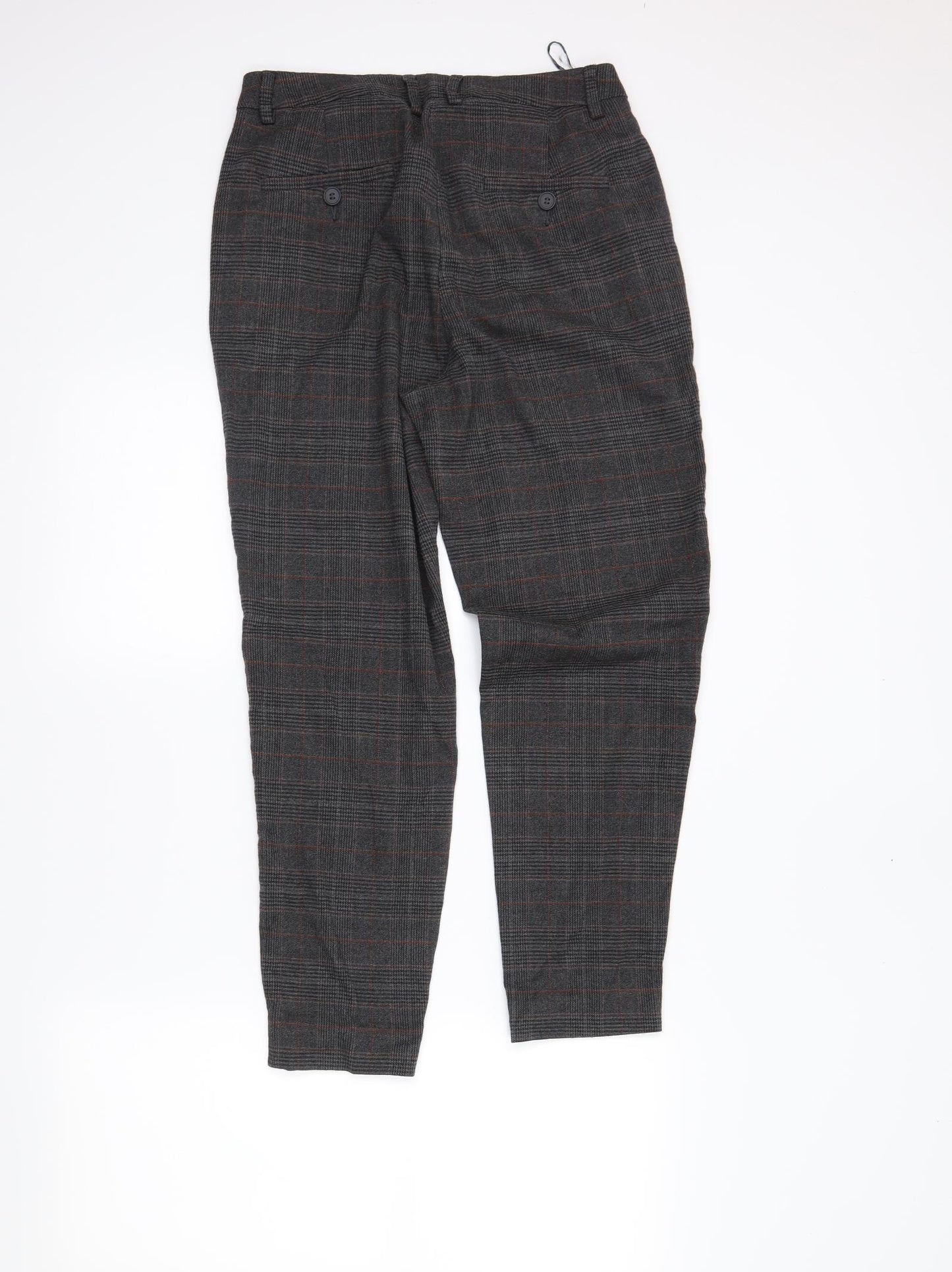 TU Womens Grey Plaid  Trousers  Size 10 L25 in