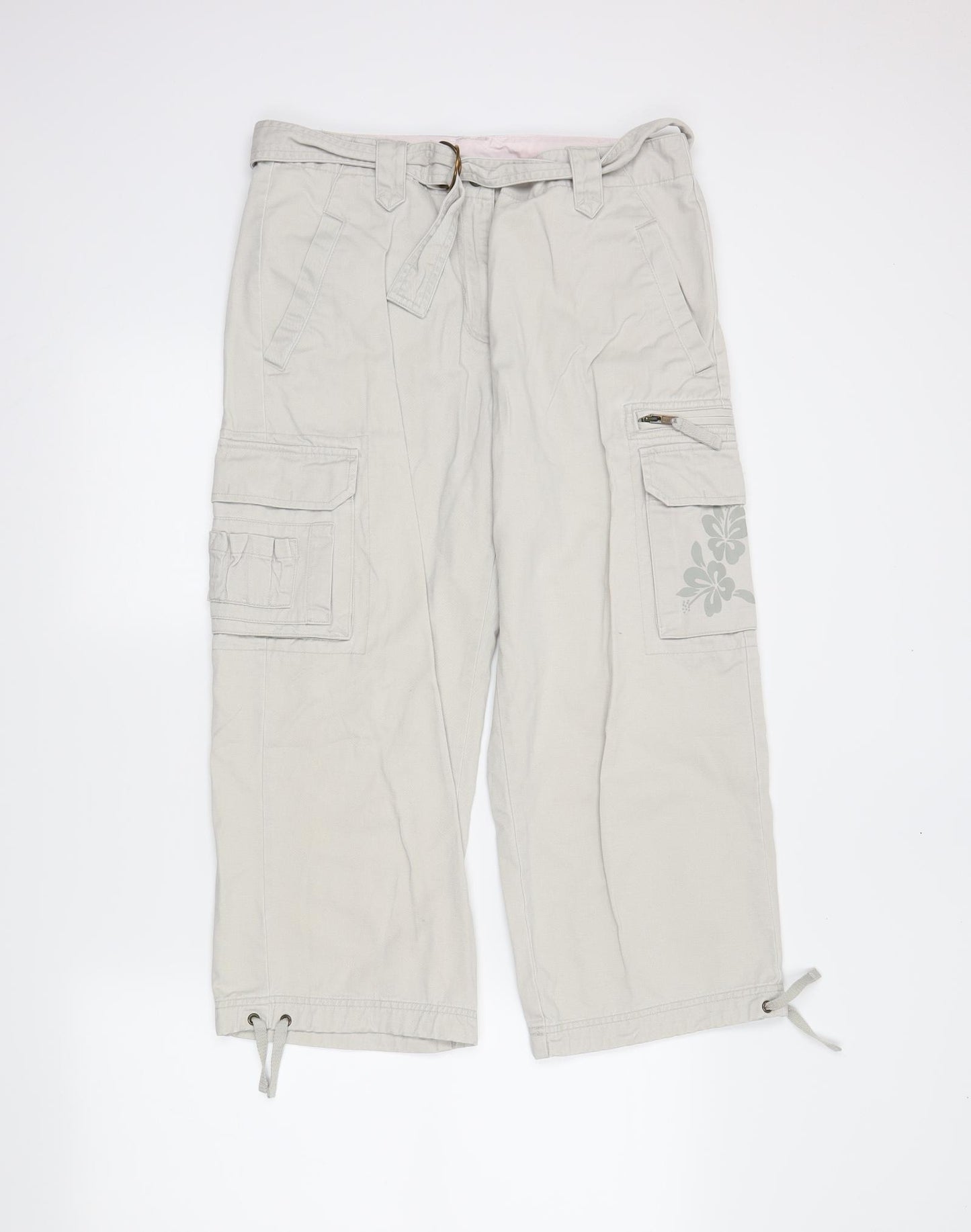 NEXT Womens Beige   Cargo Trousers Size 12 L23 in