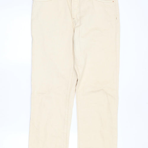 MNG Womens Ivory  Denim Boyfriend Jeans Size 30 in L27 in