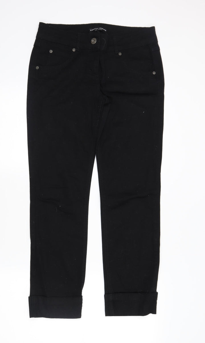 Dorothy Perkins Womens Black Denim Straight Jeans Size 10 L28 in