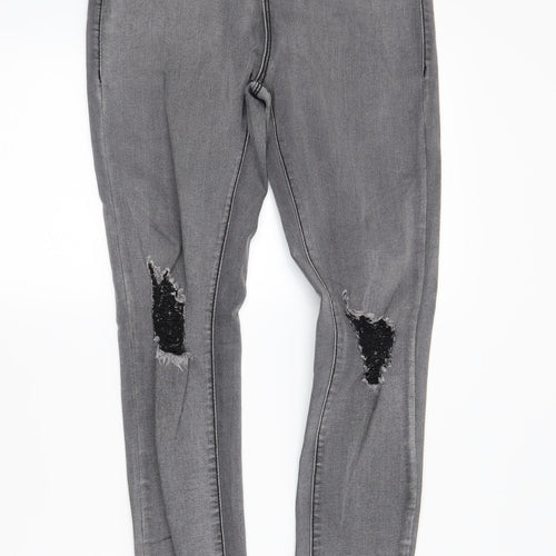 PRETTYLITTLETHING Womens Grey  Denim Skinny Jeans Size 8 L28 in