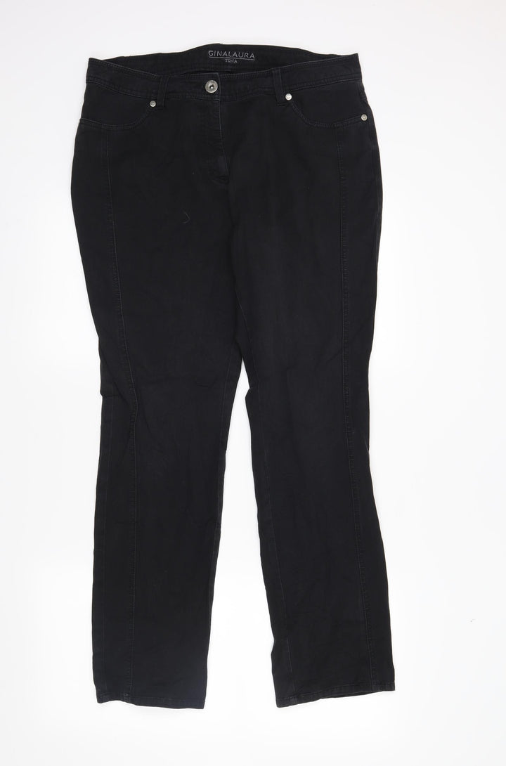 GINA LAURA Womens Beige  Denim Straight Jeans Size 16 L29 in