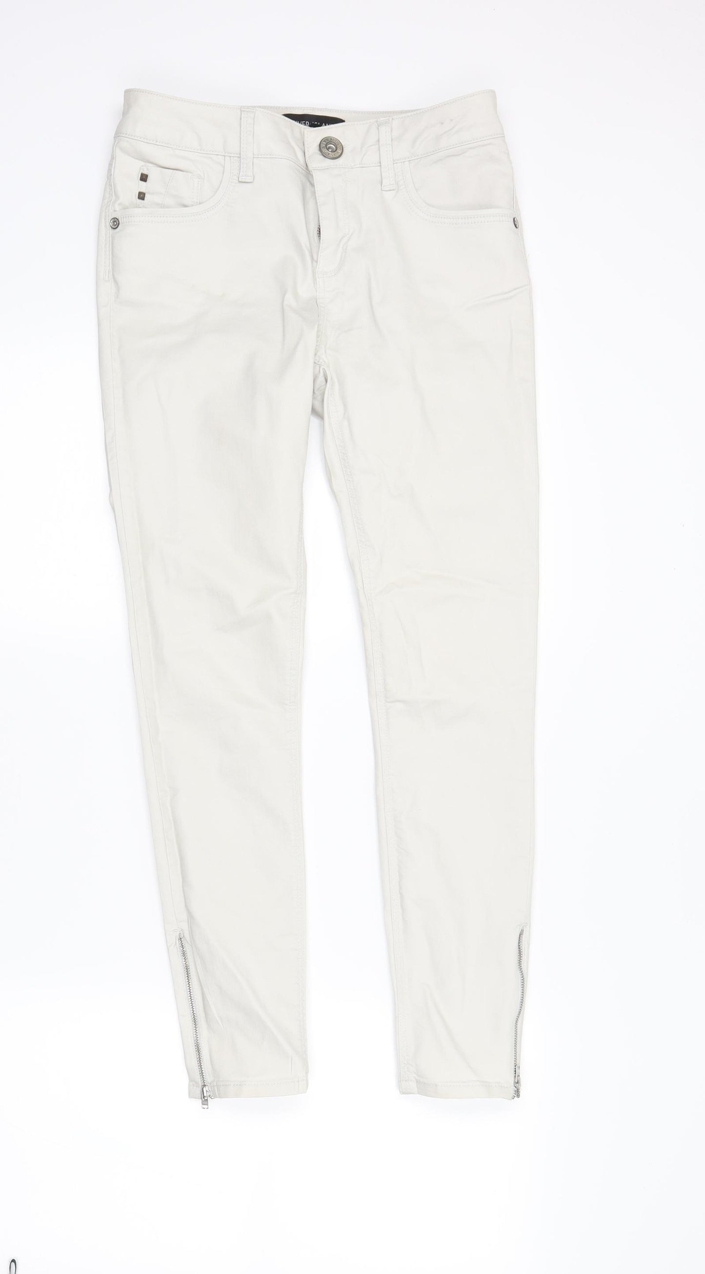 River Island Womens Ivory  Denim Skinny Jeans Size 10 L27 in