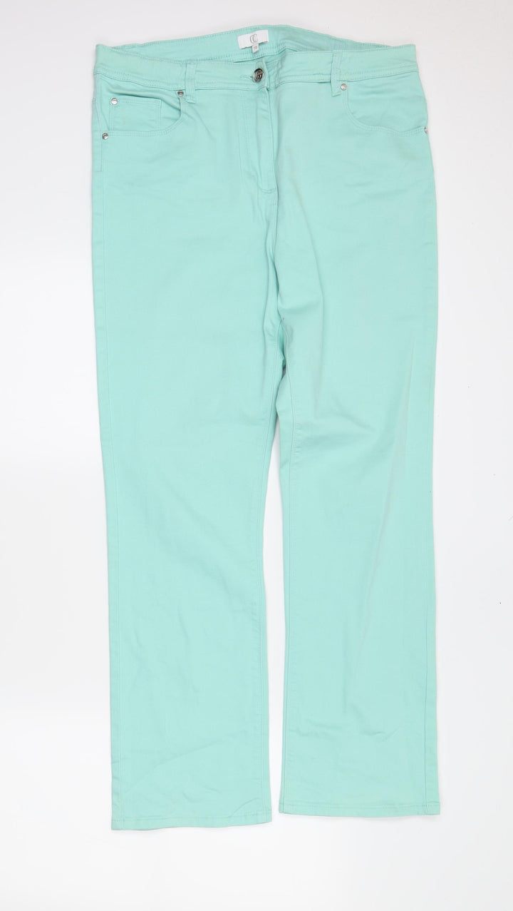 CC Womens Green Denim Straight Jeans Size 16 L28 in