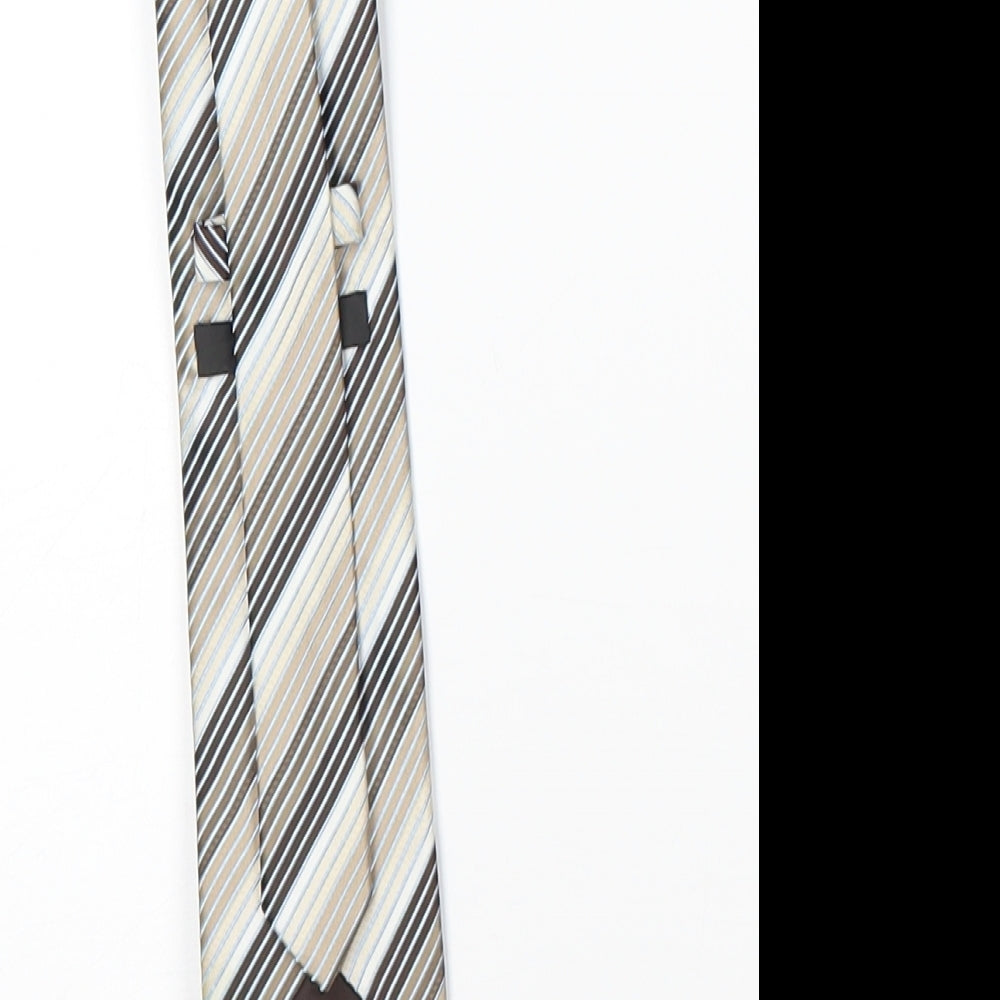 George Mens Beige Striped  Pointed Tie One Size