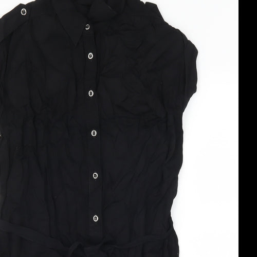 Marks and Spencer Womens Black   Basic Button-Up Size 8  - longline