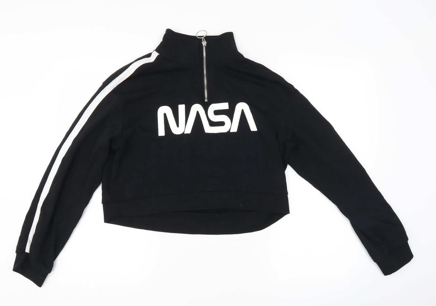 H&M Womens Black   Pullover Sweatshirt Size S  - nasa cropped