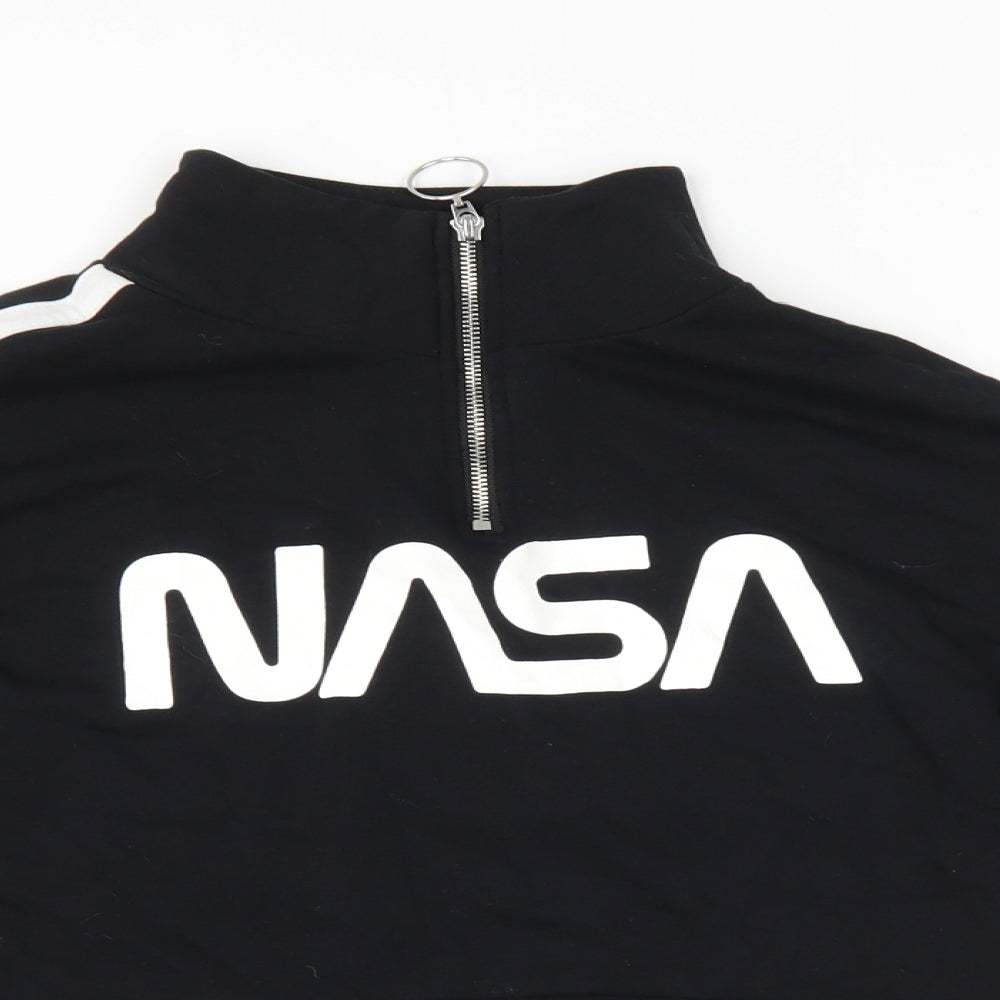 H&M Womens Black   Pullover Sweatshirt Size S  - nasa cropped