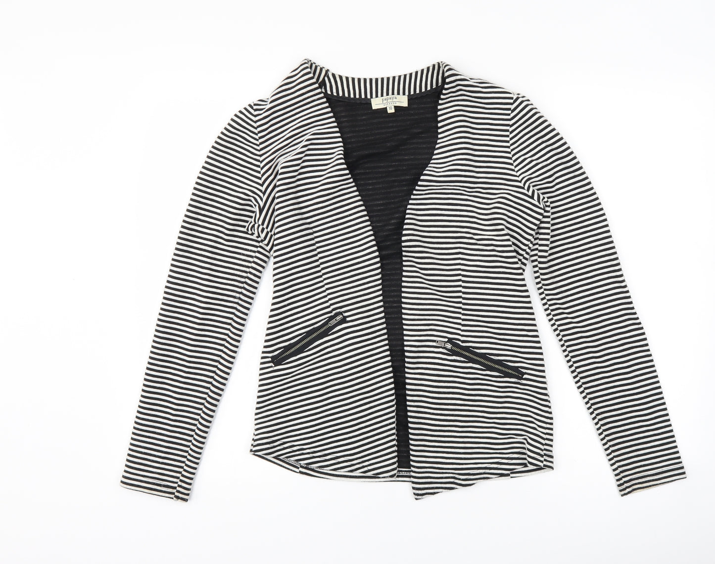 Papaya Womens Black Striped  Jacket Blazer Size 10