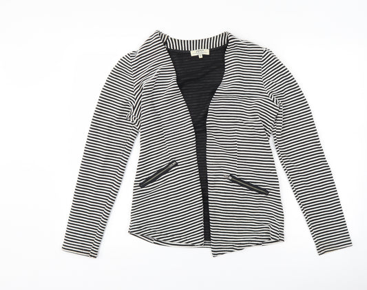 Front view of Papaya women’s black striped jacket blazer, size UK 10