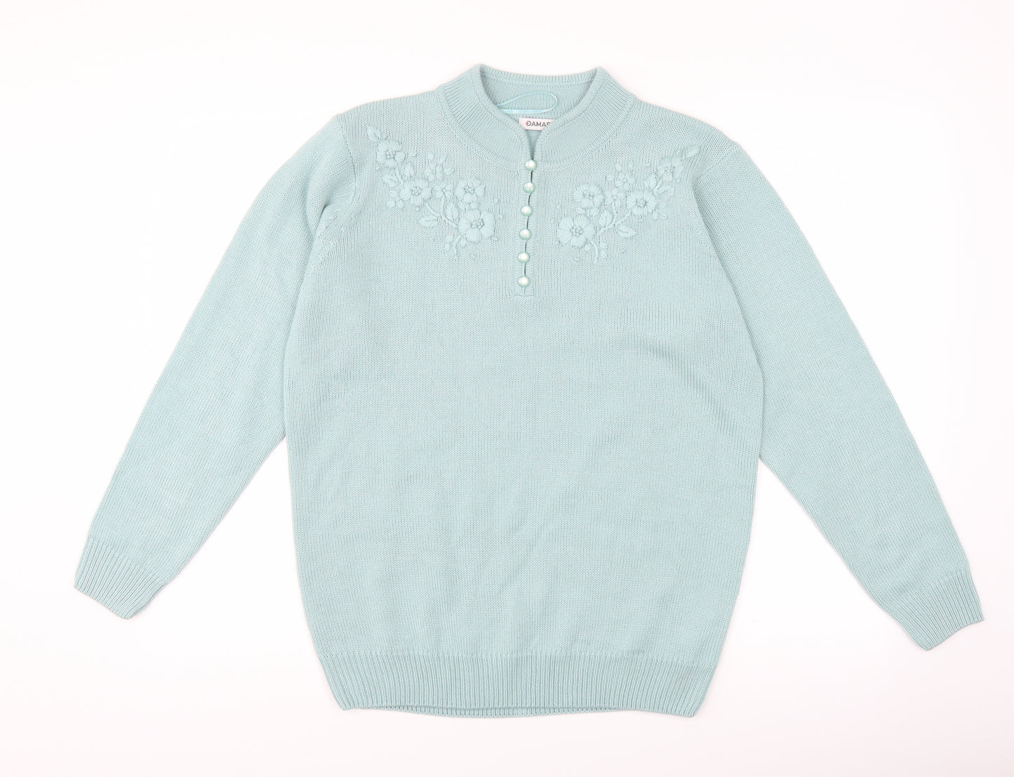 Damart Womens Green Floral  Pullover Jumper Size 14