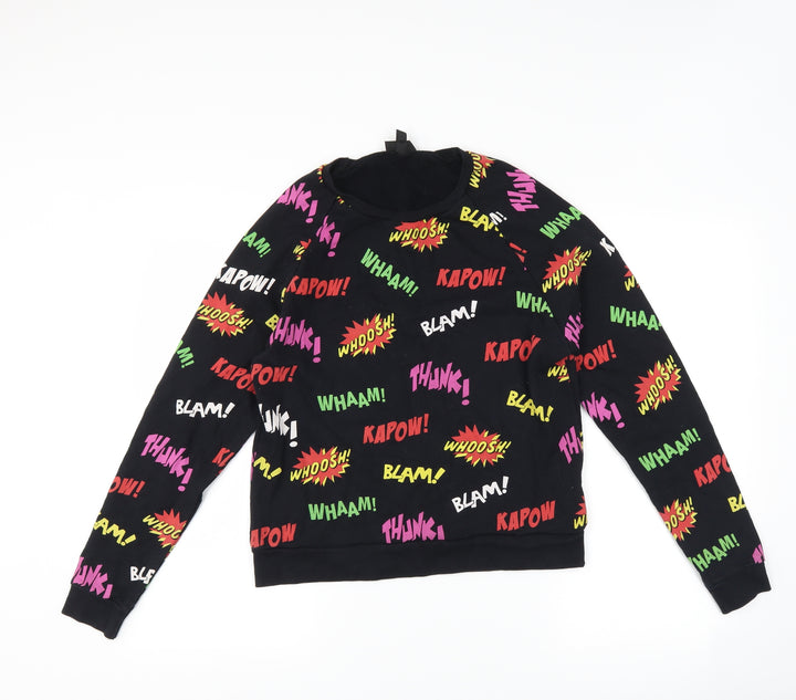 Topshop Womens Black   Pullover Sweatshirt Size 10  - slogan