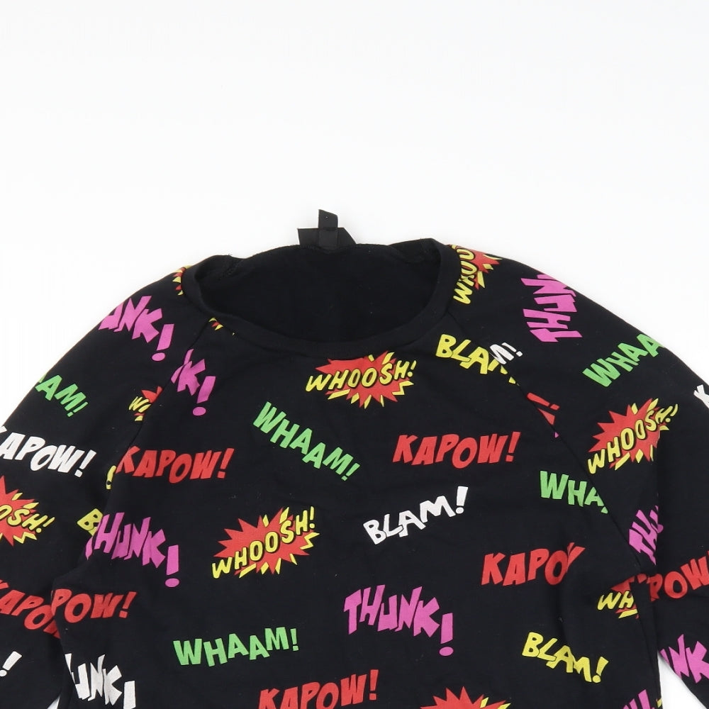 Topshop Womens Black   Pullover Sweatshirt Size 10  - slogan